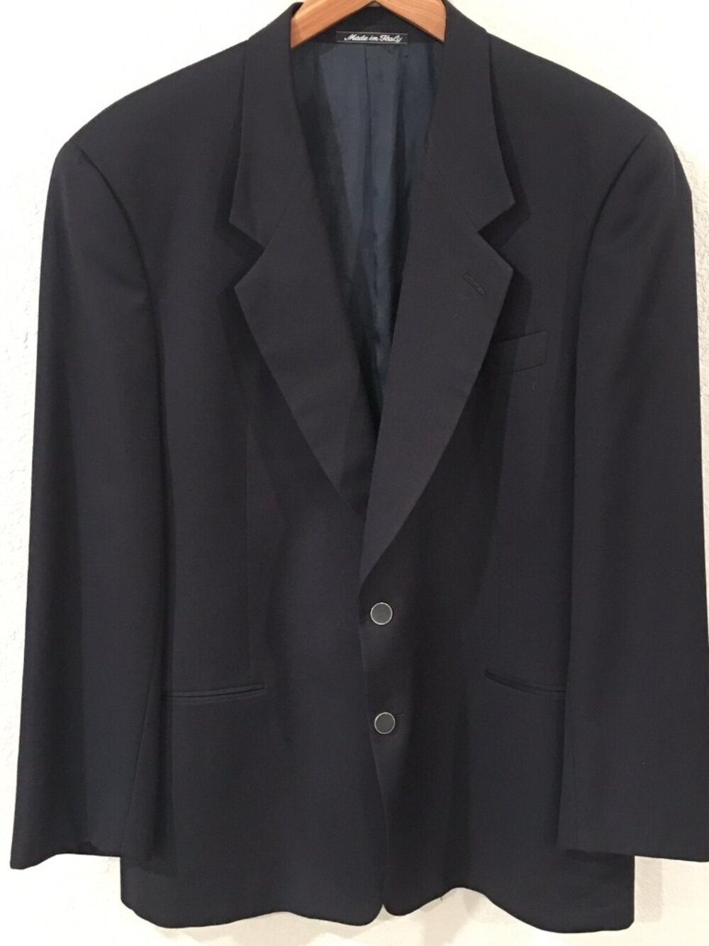 Mani Men 44R Blazer Suit Jacket Black Made In Italy 100% Wool Wedding Formal